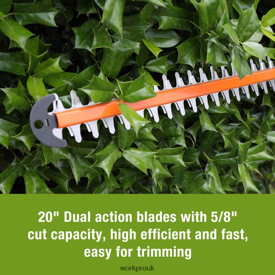 WORKPRO20V Cordless Hedge Trimmer Dual Action Blades Electric Gardening Tool 2.0Ah Battery and 1 Hour Quick Charger Included X662Z295 Tool