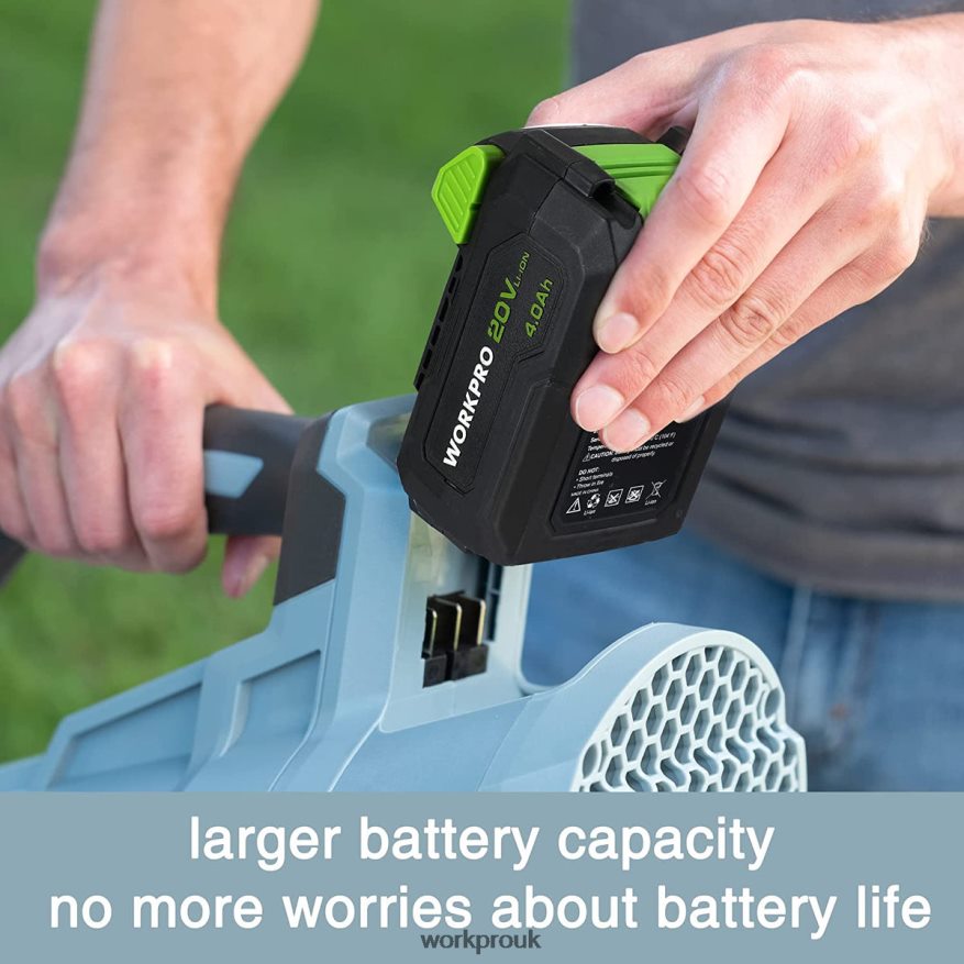 WORKPRO20V Cordless Leaf Blower with 5 Adjustable Speeds 4.0Ah Larger Capacity Battery and Quick Charger Included X662Z292 Tool