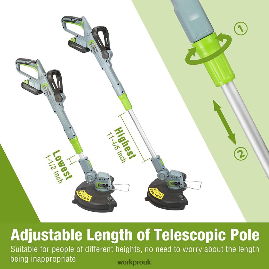 WORKPRO20V Cordless String Trimmer / Edger 12-inch with 2Ah Lithium-Ion Battery 1 Hour Quick Charger 16.4ft Trimmer Line Included X662Z293 Tool