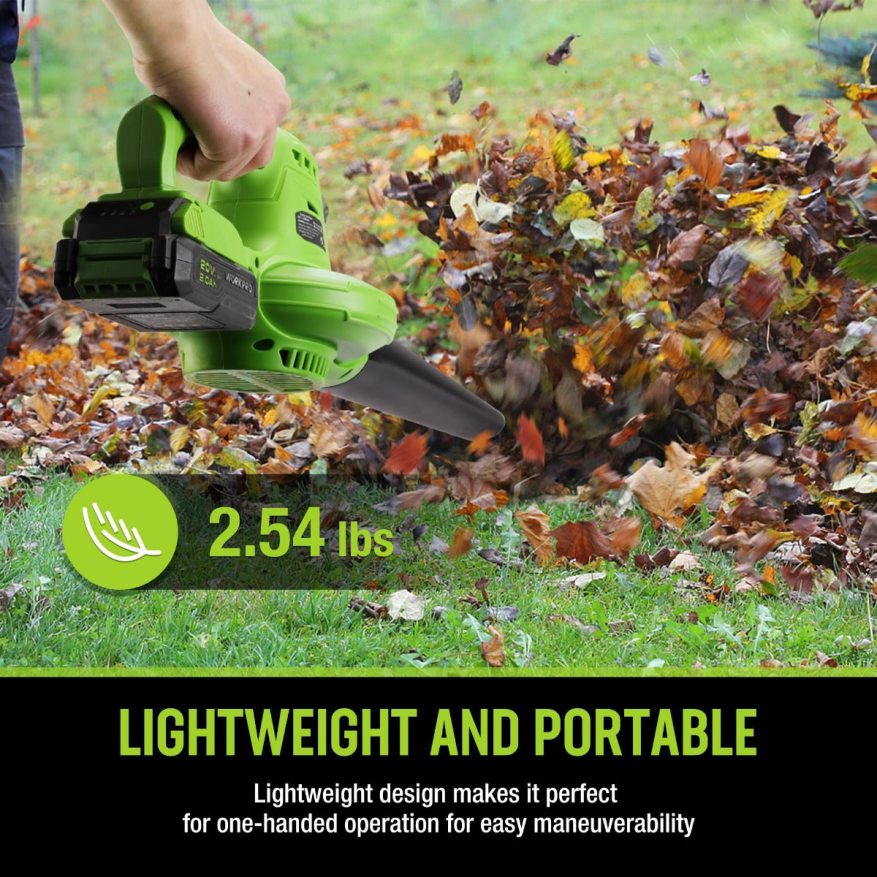 WORKPRO20V Lightweight Mini Cordless Leaf Blower wih Battery and Charger, 2-Speed Control X662Z303 Tool