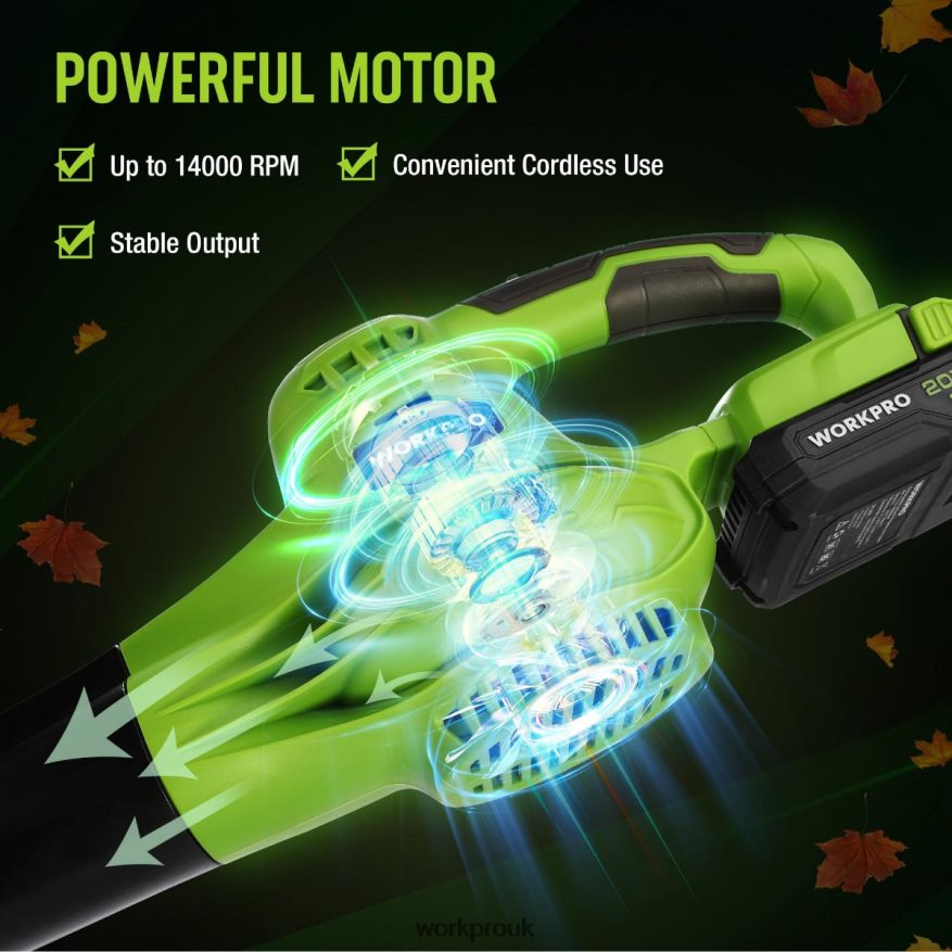 WORKPRO20V Lightweight Mini Cordless Leaf Blower wih Battery and Charger, 2-Speed Control X662Z303 Tool