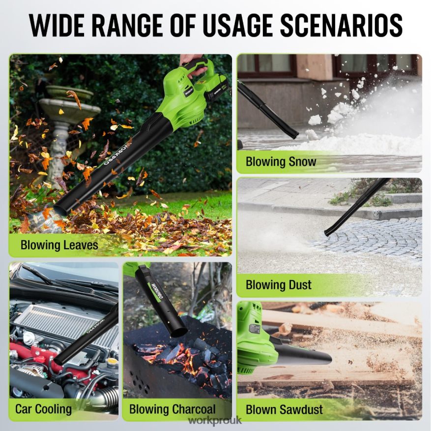 WORKPRO20V Lightweight Mini Cordless Leaf Blower wih Battery and Charger, 2-Speed Control X662Z303 Tool