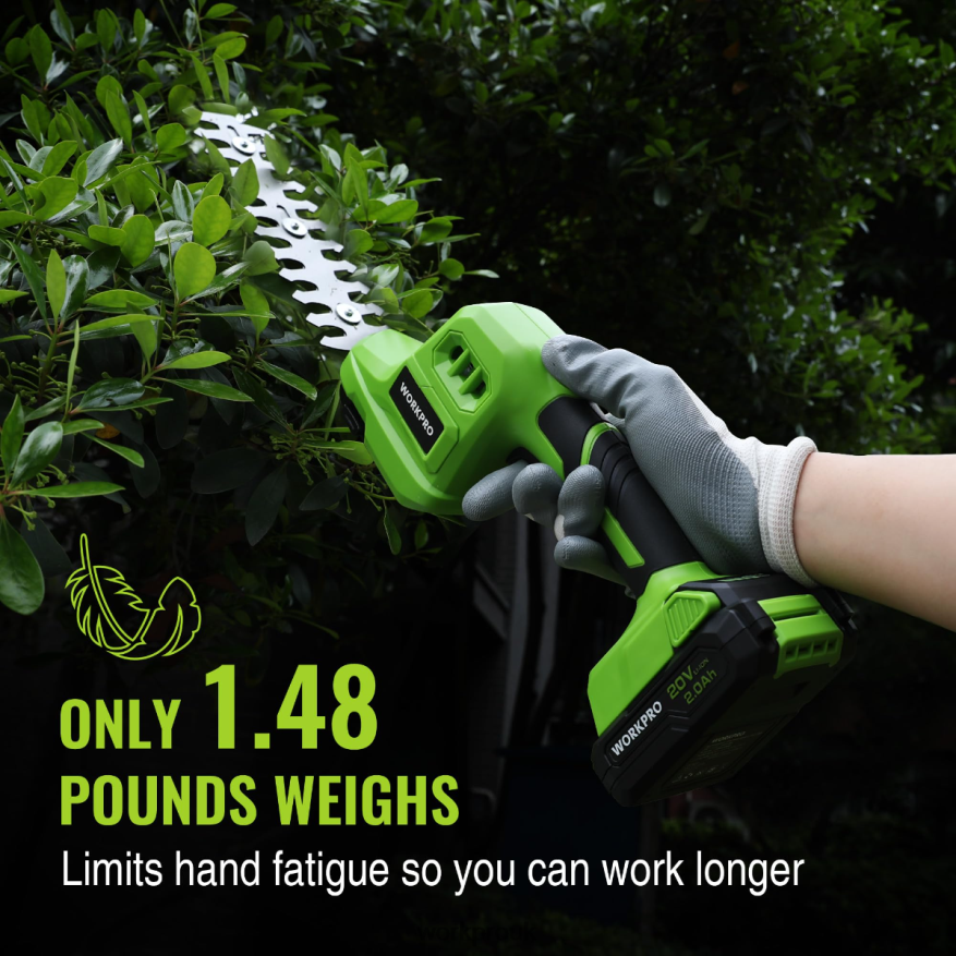 WORKPRO2 in 1 20V Electric Cordless Grass Hedge Shear & Handheld Shrubbery Trimmer, with 2.0Ah Rechargeable Lithium-Ion Battery and 1 Hour Fast Charger X662Z302 Tool