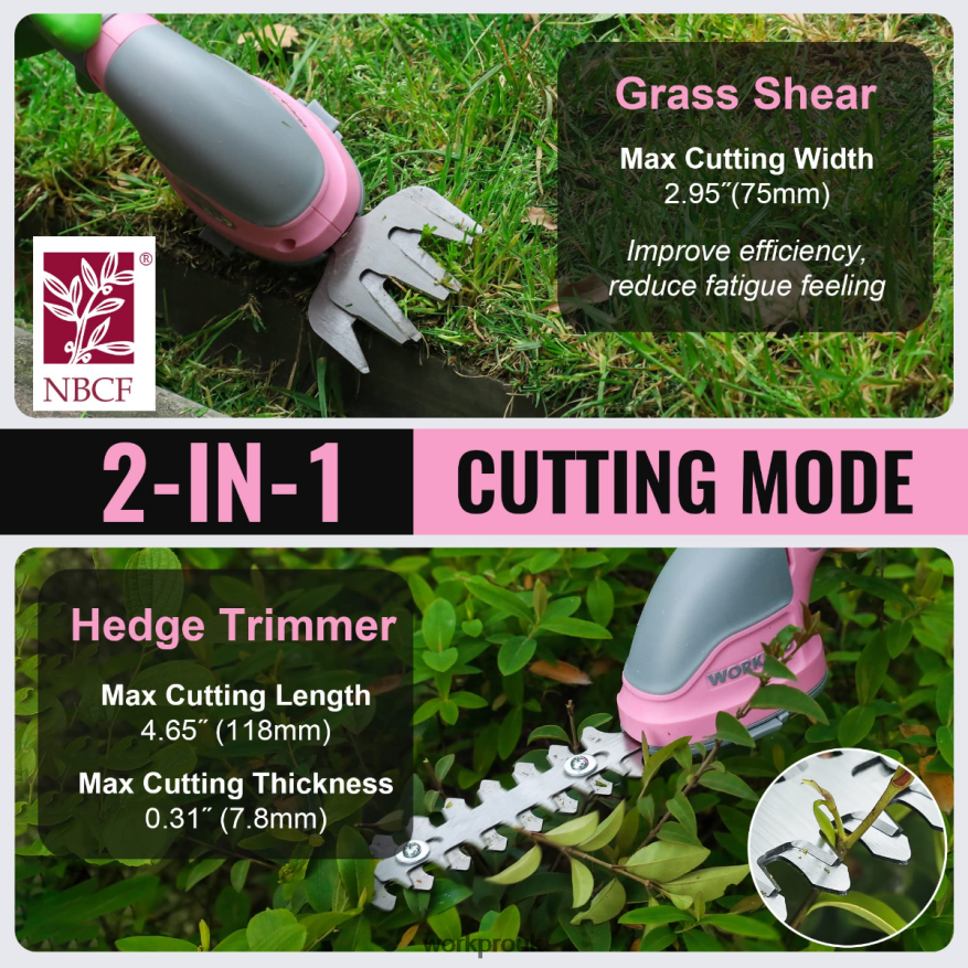 WORKPRO2 in 1 Handheld 3.6V Electric Cordless Shrubbery Trimmer Hedge Shears/Grass Cutter X662Z268 Tool