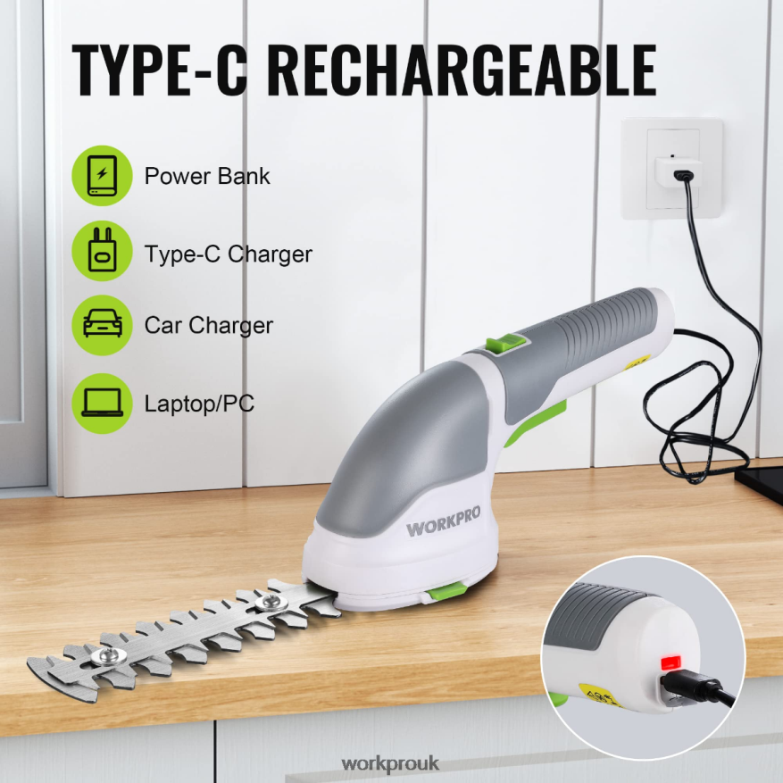 WORKPRO2 in 1 Handheld 3.6V Electric Cordless Shrubbery Trimmer Hedge Shears/Grass Cutter X662Z268 Tool