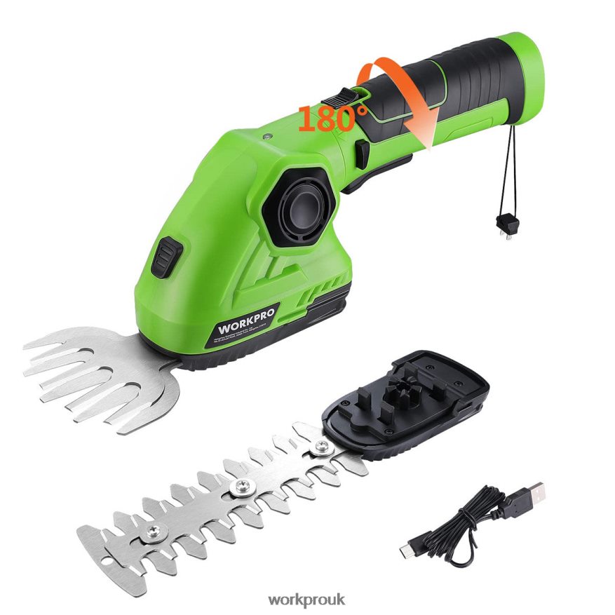 WORKPROCordless Grass Shear & Shrubbery Trimmer 2 in 1 Handheld Hedge Trimmer 7.2V Electric Grass Trimmer Hedge Shears X662Z297 Tool