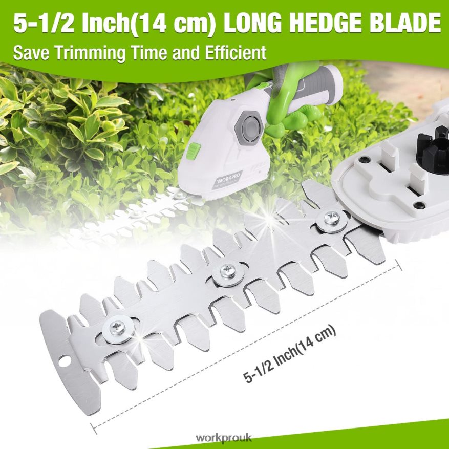 WORKPROCordless Grass Shear & Shrubbery Trimmer 2 in 1 Handheld Hedge Trimmer 7.2V Electric Grass Trimmer Hedge Shears X662Z297 Tool