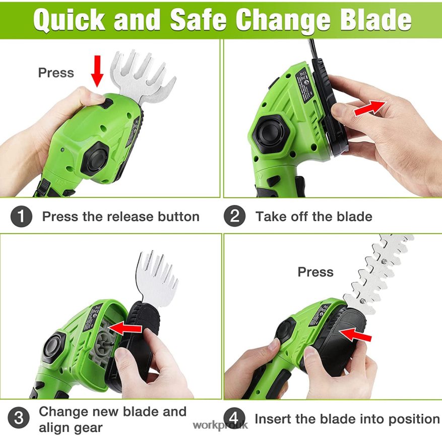 WORKPROCordless Grass Shear & Shrubbery Trimmer 2 in 1 Handheld Hedge Trimmer 7.2V Electric Grass Trimmer Hedge Shears X662Z297 Tool