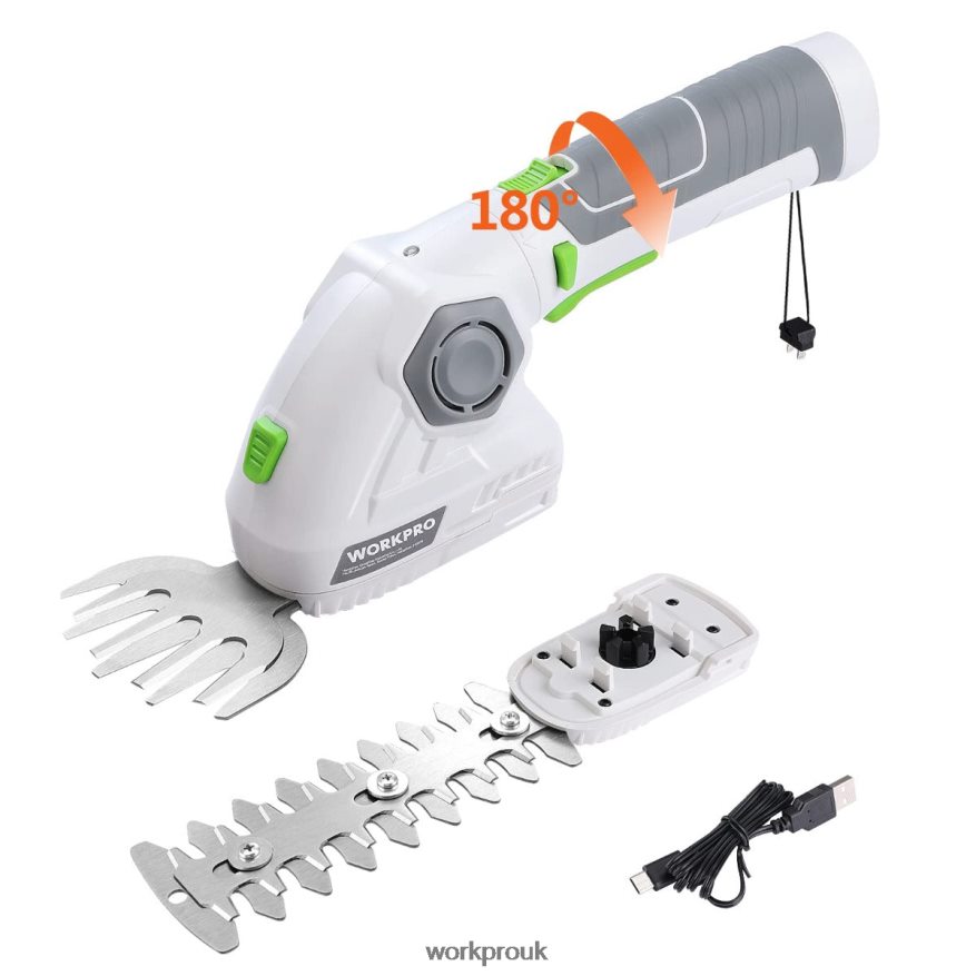 WORKPROCordless Grass Shear & Shrubbery Trimmer 2 in 1 Handheld Hedge Trimmer 7.2V Electric Grass Trimmer Hedge Shears X662Z297 Tool