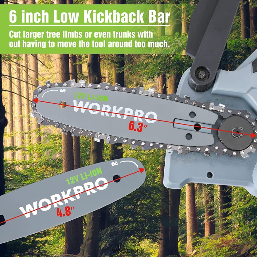 WORKPROMini Chainsaw, Cordless Electric Compact Chain Saw with 2 Batteries, Replacement Guide Bar and Chain X662Z291 Tool
