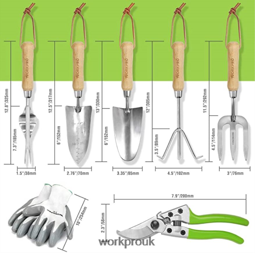 WORKPROCordless Chain Saw & 7 Piece Garden Tools Set & 2 Pairs Garden Gloves & Garden Knee Pads X662Z314 Tool