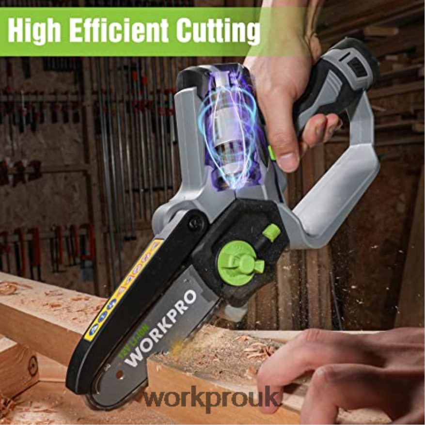 WORKPROCordless Chain Saw & 7 Piece Garden Tools Set & 2 Pairs Garden Gloves & Garden Knee Pads X662Z314 Tool