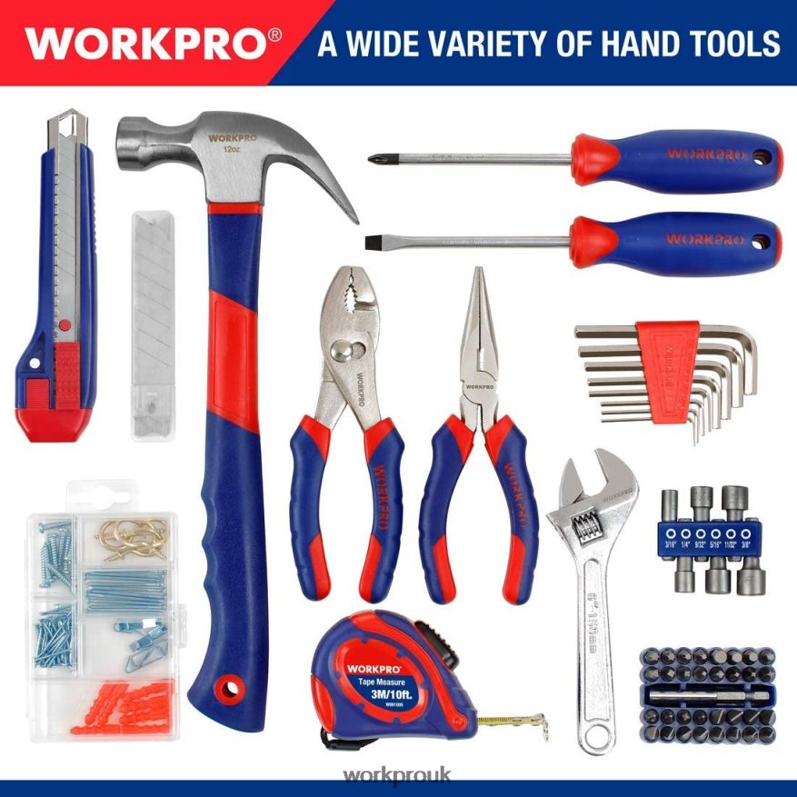 WORKPROFace Clamp & 12V Cordless Drill and Home Tool Kit & 10 Pcs Pro Spade Drill Bit Set & 4-in-1 Staple Gun Heavy-Duty X662Z318 Tool