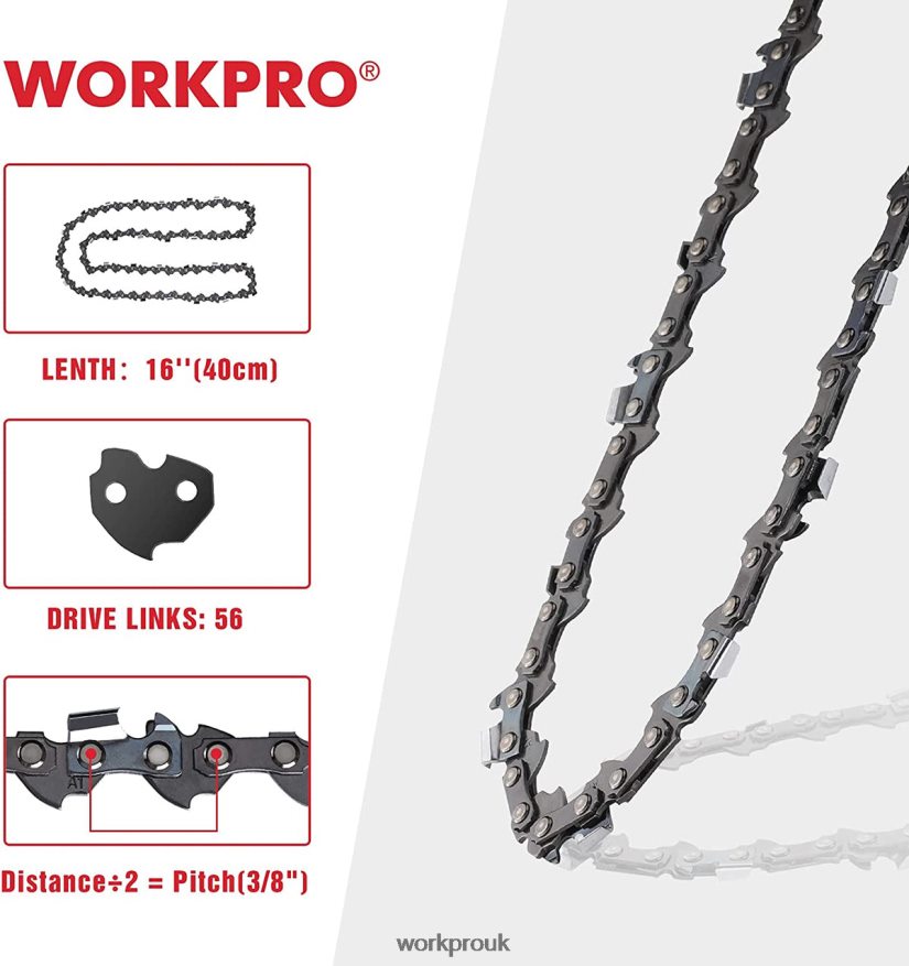 WORKPRO2-Pack Chainsaw Chain, 3/8