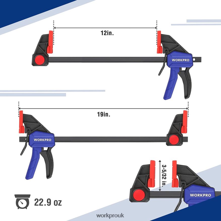WORKPRO2 Pcs Bar Clamps for Woodworking, Medium Duty 300lbs One-Handed Clamp/Spreader X662Z118 Tool