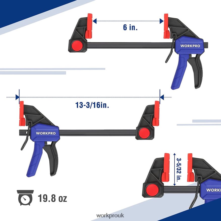 WORKPRO2 Pcs Bar Clamps for Woodworking, Medium Duty 300lbs One-Handed Clamp/Spreader X662Z123 Tool