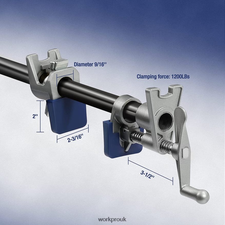 WORKPRO2 Pcs Pipe Clamps, Aluminum Die-casting Lightweight Tube Clamps X662Z124 Tool