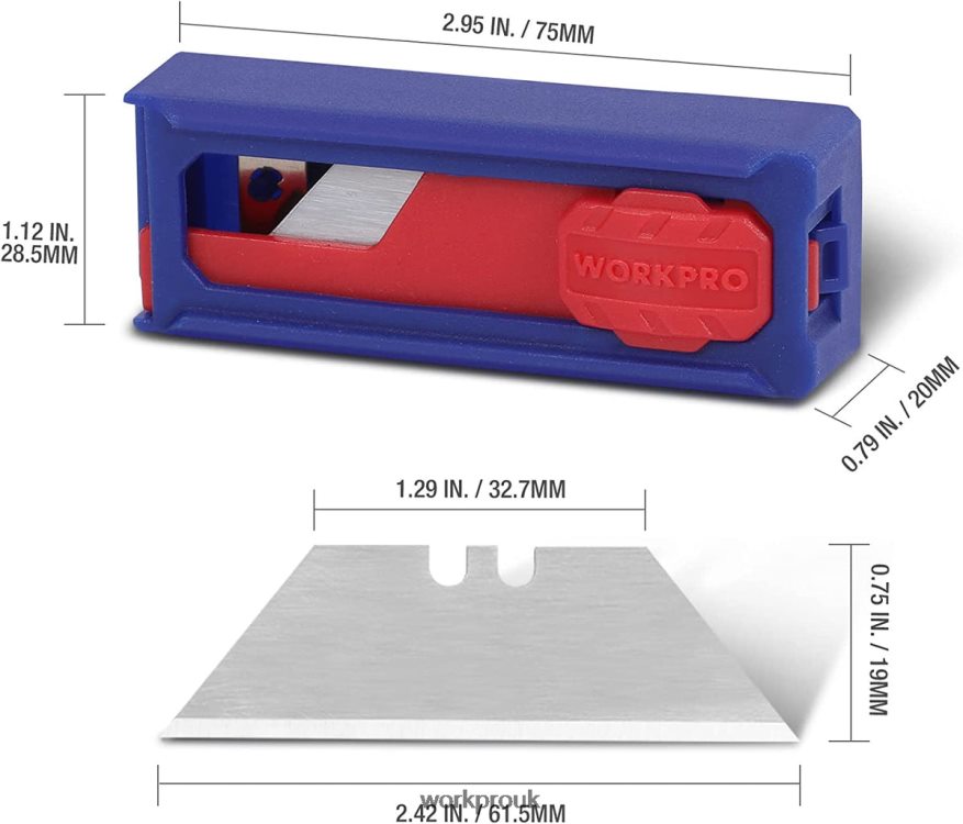 WORKPROUtility Knife Blades, SK5 Steel Box Cutter Blades Refills, Standard Size with Individual Dispenser, Pack of 50 X662Z55 Tool