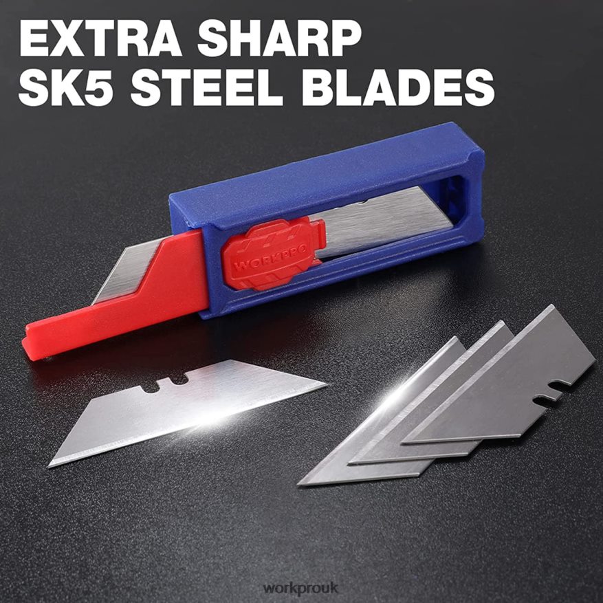WORKPROUtility Knife Blades, SK5 Steel Box Cutter Blades Refills, Standard Size with Individual Dispenser, Pack of 50 X662Z55 Tool