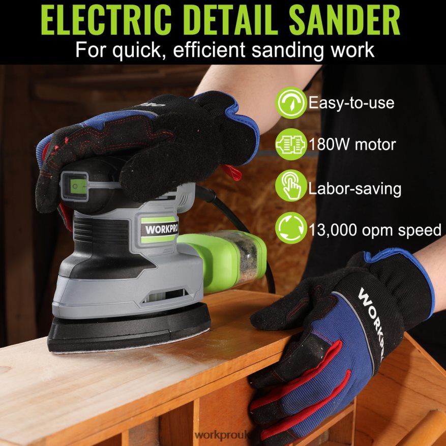 WORKPRO1.6 Amp Detail Sander, 13000 OPM Compact Electric Sander with Dust Collector X662Z239 Tool