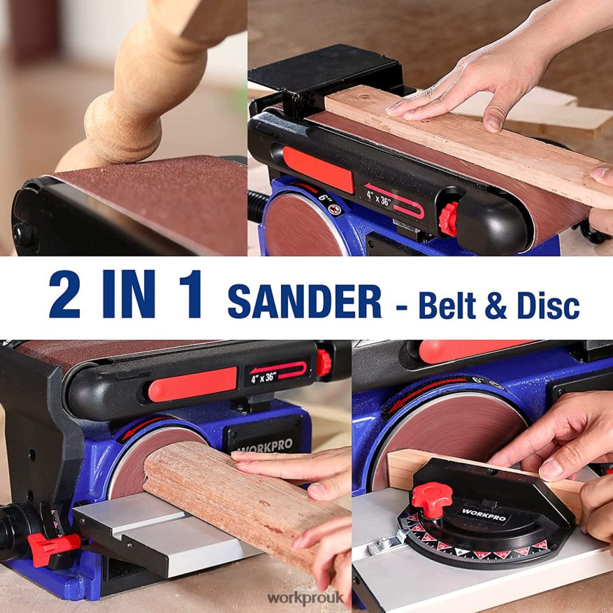 WORKPROBelt Disc Sander, 4 in. x 36 in. Belt & 6 in. Disc Sander with 6 pcs Sandpapers, Cast Iron Base for Sanding Woodworking X662Z235 Tool