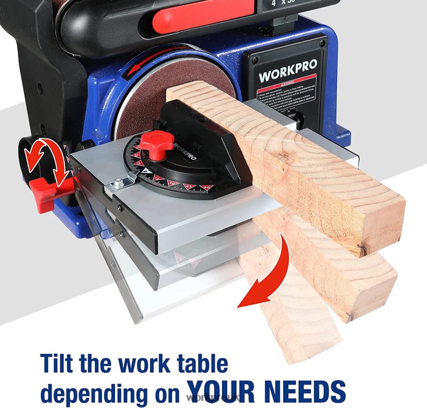WORKPROBelt Disc Sander, 4 in. x 36 in. Belt & 6 in. Disc Sander with 6 pcs Sandpapers, Cast Iron Base for Sanding Woodworking X662Z235 Tool