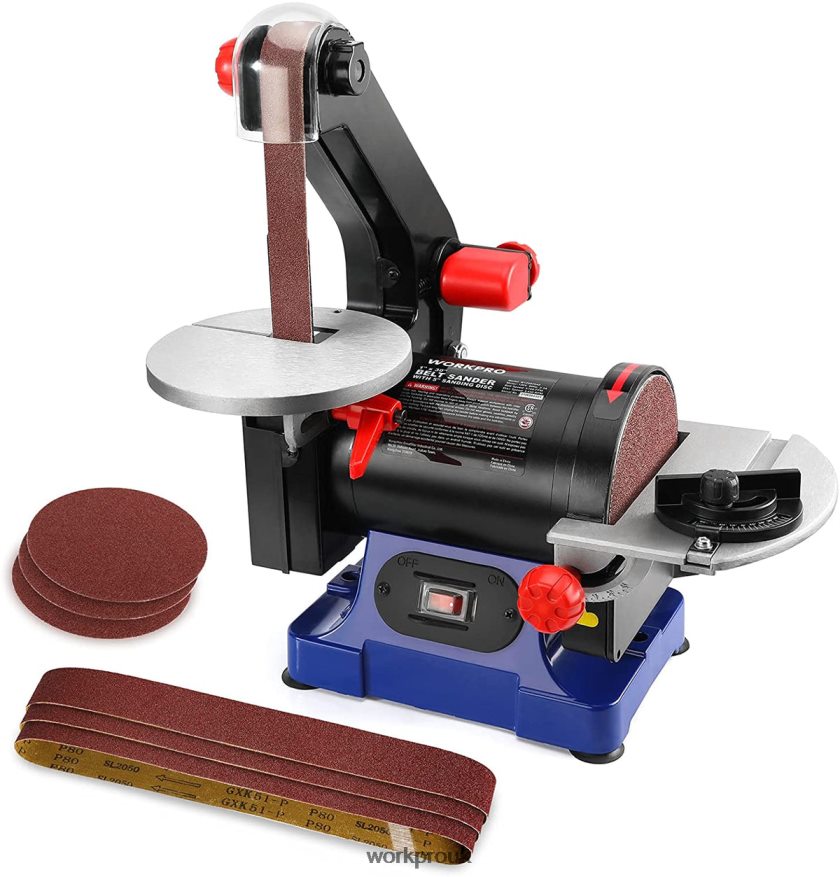 WORKPRODisc Belt Sander, 1 in. x 30 in. Belt & 5 in. Sanding Disc, including 6 PCS Sandpapers X662Z237 Tool