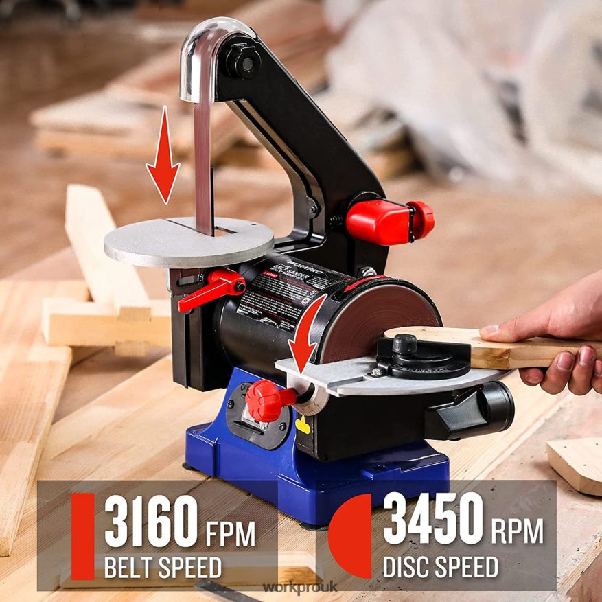 WORKPRODisc Belt Sander, 1 in. x 30 in. Belt & 5 in. Sanding Disc, including 6 PCS Sandpapers X662Z237 Tool