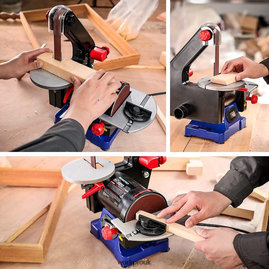 WORKPRODisc Belt Sander, 1 in. x 30 in. Belt & 5 in. Sanding Disc, including 6 PCS Sandpapers X662Z237 Tool