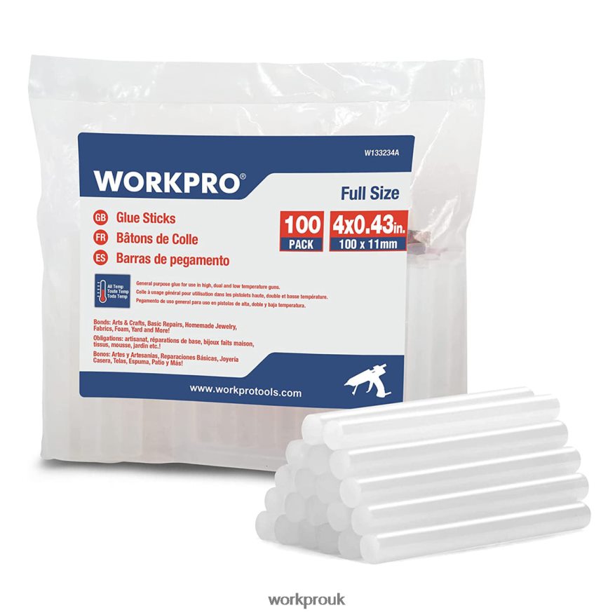 WORKPRO100-pack Full Size Hot Glue Sticks Compatible with Most Glue Guns X662Z196 Tool