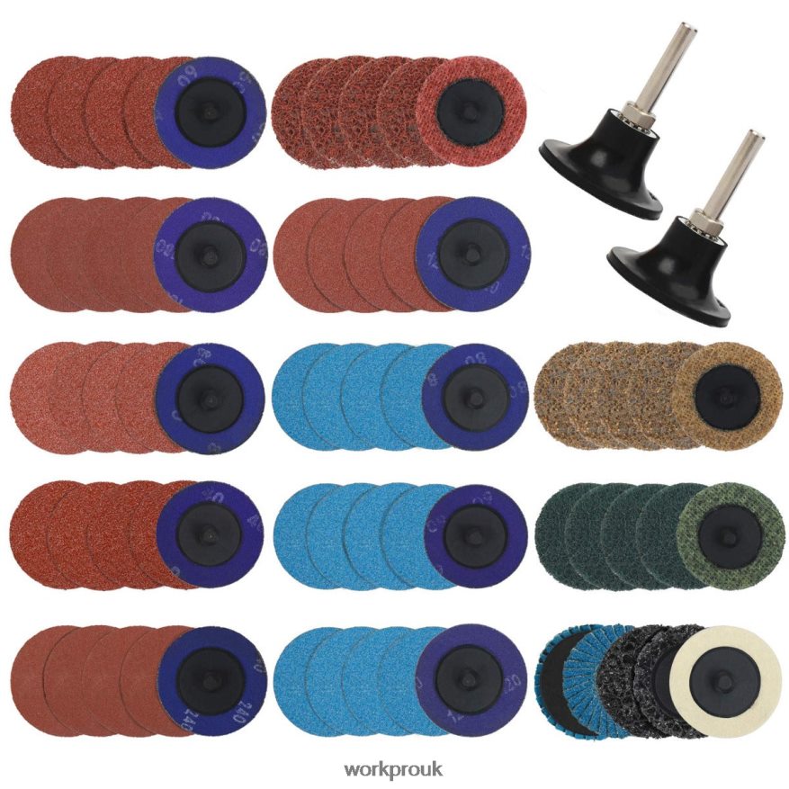 WORKPRO101 Pcs Sanding Discs Set 2 inch Discs with 1/4 inch Holder X662Z193 Tool