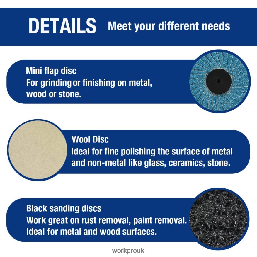 WORKPRO101 Pcs Sanding Discs Set 2 inch Discs with 1/4 inch Holder X662Z193 Tool