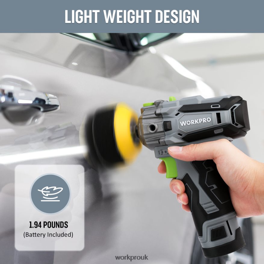 WORKPRO12V Cordless Polisher, Mini Car Detailing Buffer & Sander Machine Kit with 2 Li-Ion Batteries X662Z229 Tool