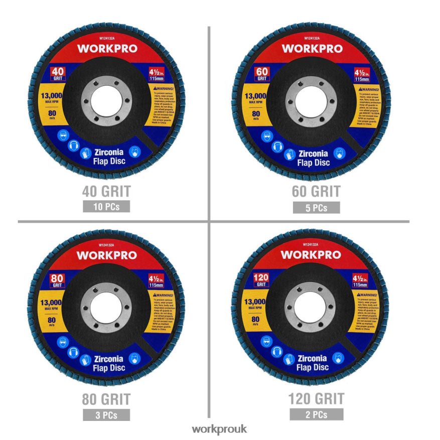 WORKPRO20 Pcs Flap Discs Zirconia Abrasive Grinding Wheel and Flap Sanding Disc X662Z209 Tool