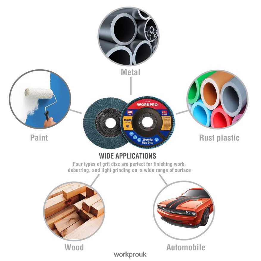 WORKPRO20 Pcs Flap Discs Zirconia Abrasive Grinding Wheel and Flap Sanding Disc X662Z209 Tool
