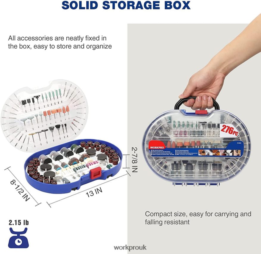 WORKPRO276 Pcs Rotary Tool Accessories Kit Cutting Carving and Polishing Universal Fitment X662Z191 Tool