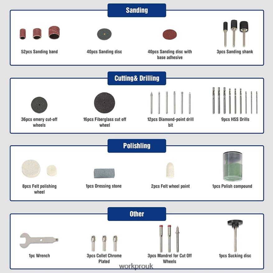 WORKPRO276 Pcs Rotary Tool Accessories Kit Cutting Carving and Polishing Universal Fitment X662Z191 Tool