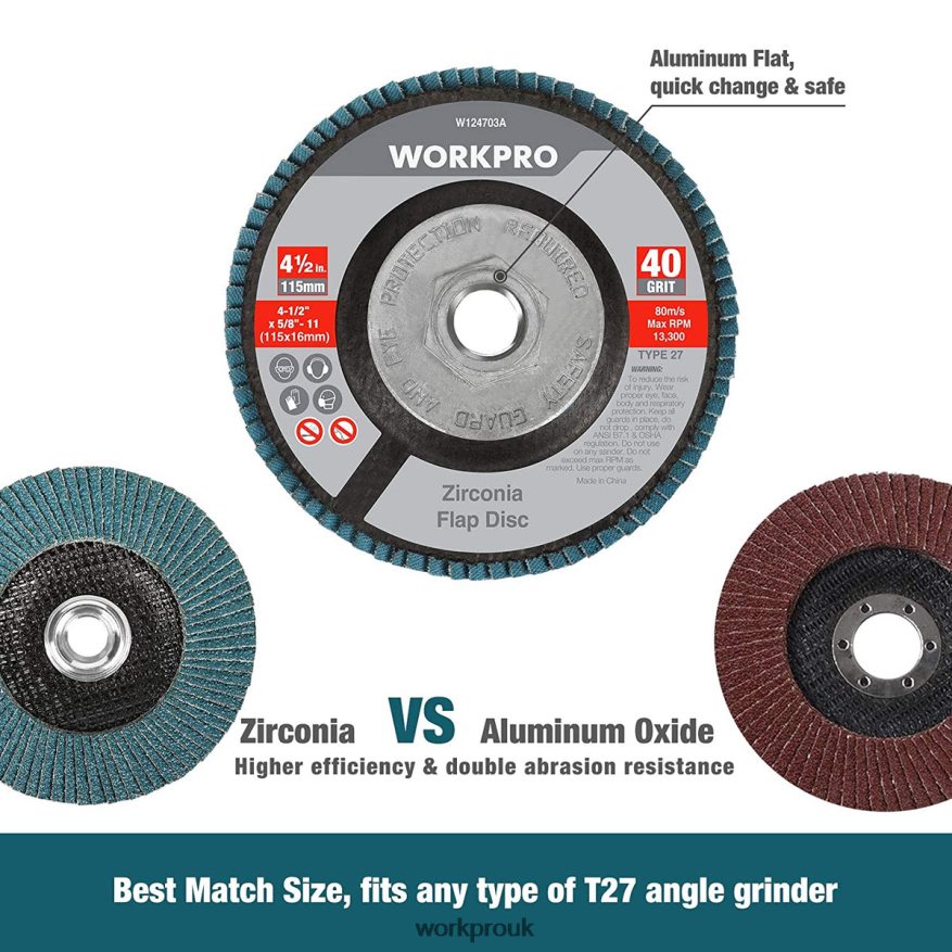 WORKPRO5 Pack Zirconia Flap Disc, Angle Grinder Sanding Disc, 4-1/2 inch Grinding Wheels X662Z206 Tool