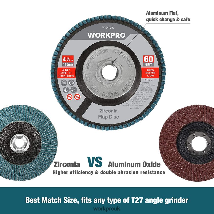WORKPRO5 Pack Zirconia Flap Disc, Angle Grinder Sanding Disc, 4-1/2 inch Grinding Wheels X662Z206 Tool