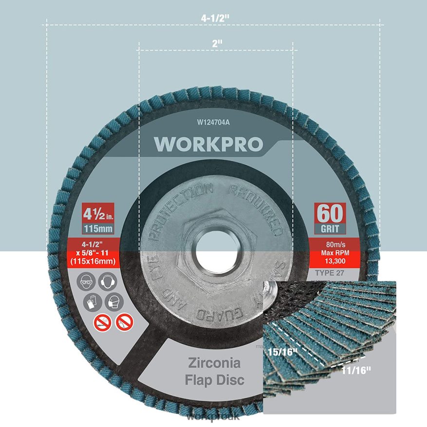 WORKPRO5 Pack Zirconia Flap Disc, Angle Grinder Sanding Disc, 4-1/2 inch Grinding Wheels X662Z206 Tool
