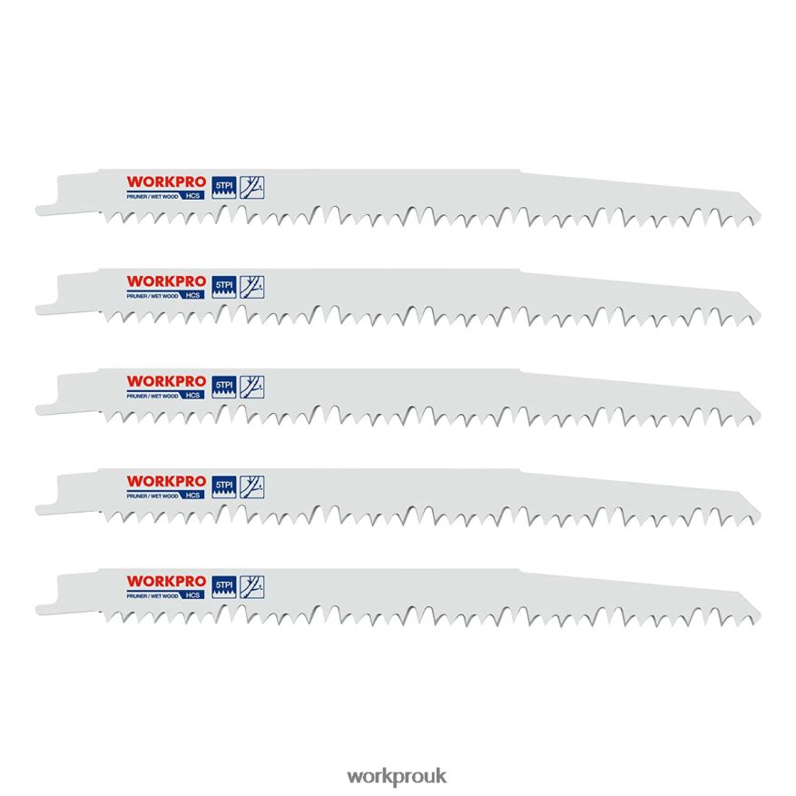 WORKPRO5 Pcs 9-Inch Wood Pruning Reciprocating Saw Blade Set X662Z208 Tool