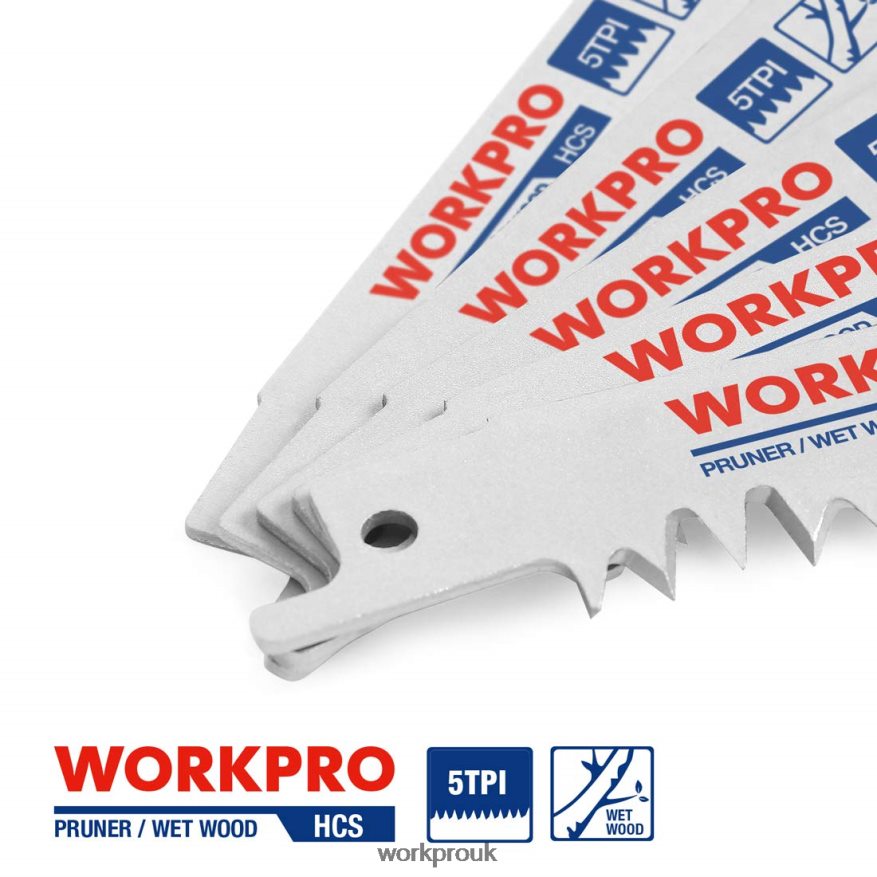 WORKPRO5 Pcs 9-Inch Wood Pruning Reciprocating Saw Blade Set X662Z208 Tool