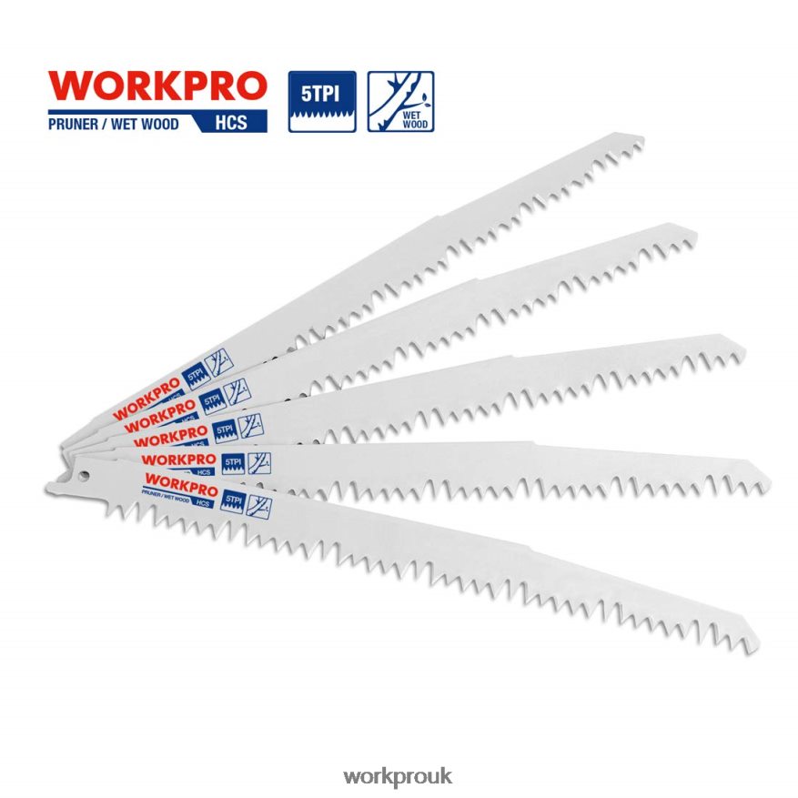 WORKPRO5 Pcs 9-Inch Wood Pruning Reciprocating Saw Blade Set X662Z208 Tool