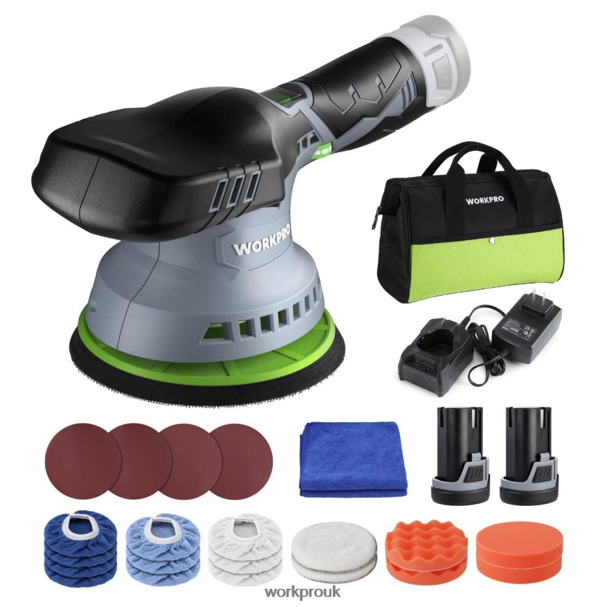 WORKPRO6-Inch Dual Action Cordless Car Buffer Polisher with 2 pcs 12V Rechargeable Battery X662Z238 Tool