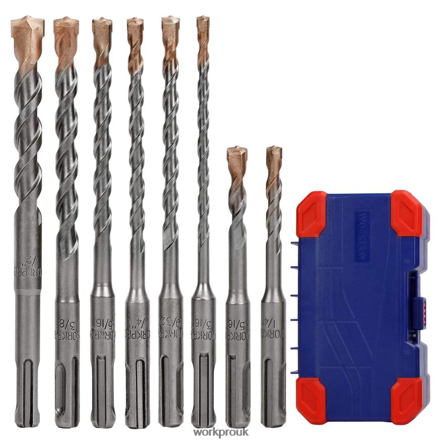 WORKPRO8 Pcs SDS-plus Drill Bit Set, Carbide Tip, SDS+ Rotary Hammer Drill Bit Set with Storage Case for Brick, Cement, Stone & Concrete X662Z205 Tool