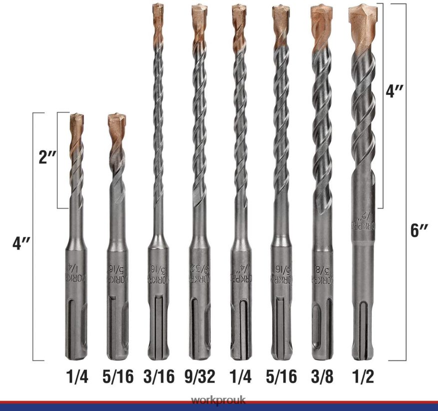 WORKPRO8 Pcs SDS-plus Drill Bit Set, Carbide Tip, SDS+ Rotary Hammer Drill Bit Set with Storage Case for Brick, Cement, Stone & Concrete X662Z205 Tool
