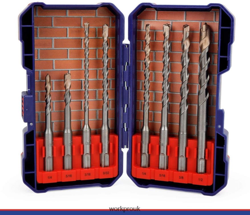WORKPRO8 Pcs SDS-plus Drill Bit Set, Carbide Tip, SDS+ Rotary Hammer Drill Bit Set with Storage Case for Brick, Cement, Stone & Concrete X662Z205 Tool