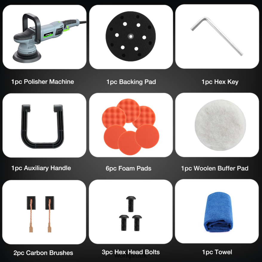 WORKPROBuffer Polisher, 6-inch 1080W Dual Action Random Orbital Polish Kit X662Z240 Tool
