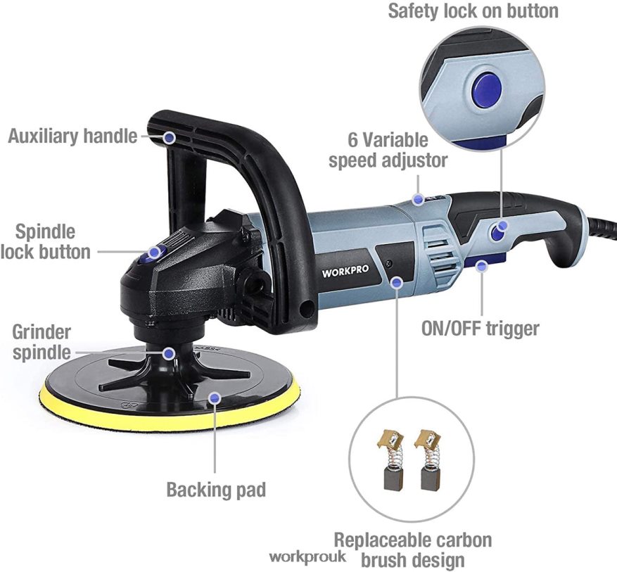 WORKPRODetachable Handle Buffer Polisher with Accessories X662Z231 Tool