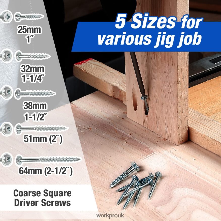 WORKPROPlastic Plugs Coarse Square Driver Screws Pocket Hole Jig Kit X662Z201 Tool